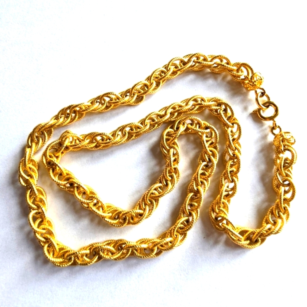 Vintage necklace gold tone loose rope chain